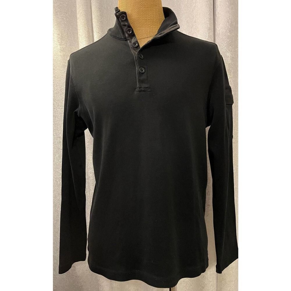 Ralph Lauren Long Sleeve Polo Shirt Full‎ Button Collar Faux Leather Size Large